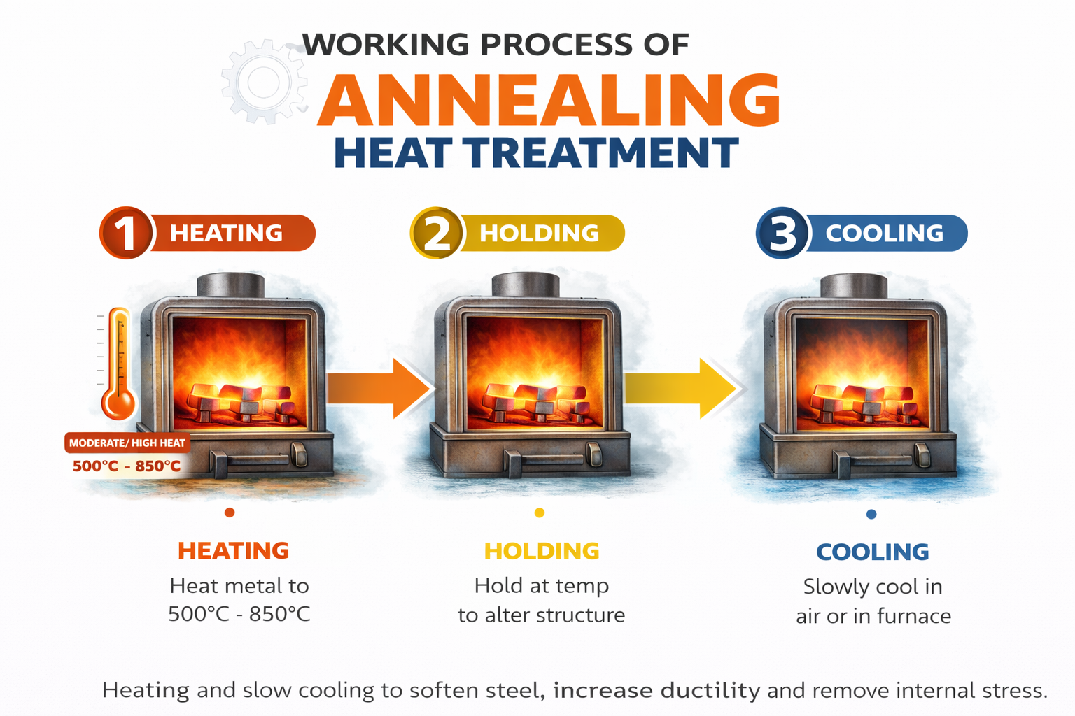 Annealing heat treatment process infographic